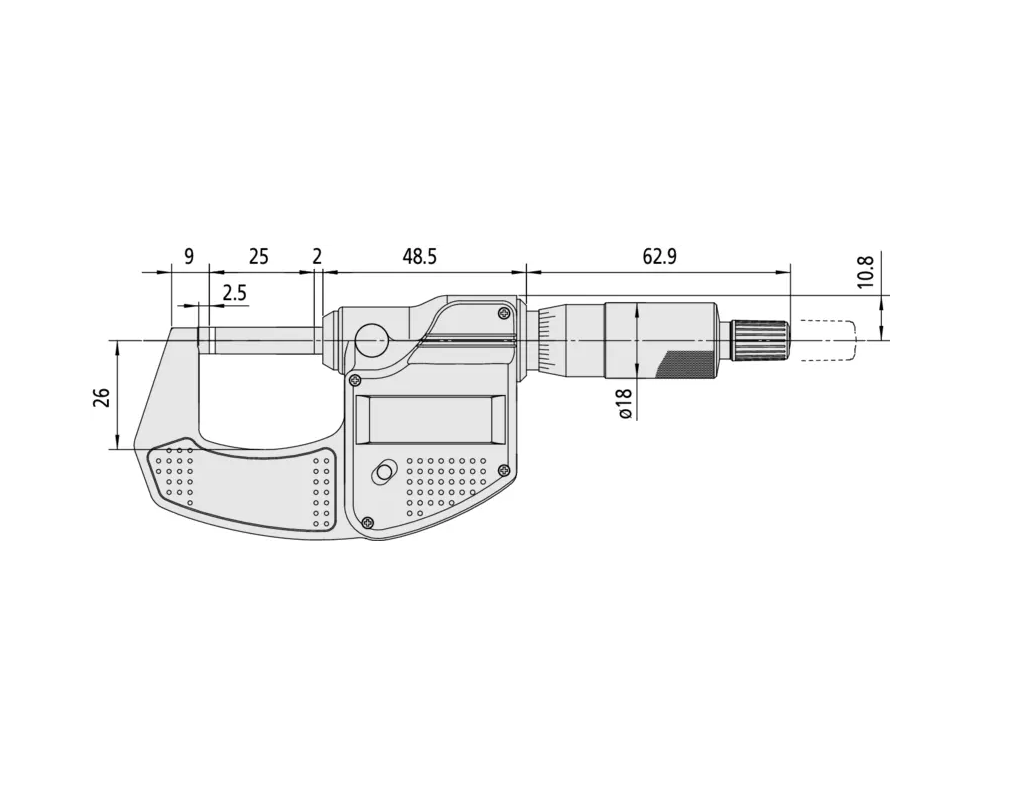 Mitutoyo Digitális Külső Mikrométer IP65 0-25mm (293-821-30)