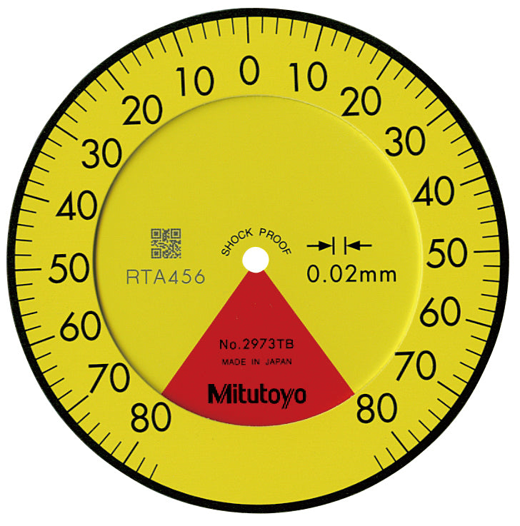 MITUTOYO 2973TB Dial Indicator, Flat Back 1,6mm, 0,02, , One Revo., Dust/Shockproof