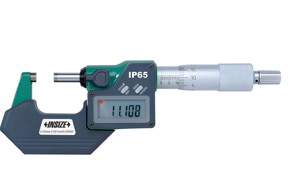 INSIZE 3101-225A 200-225mm/8-9" Digitális adatkimenetes IP65 vízálló külső mikrométer 200-225/0.001 mm