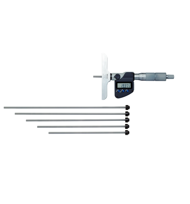 Mitutoyo Digitális Mélységmérő Mikrométer Cserélhető Rúddal 0-150mm USB (329-250-30)