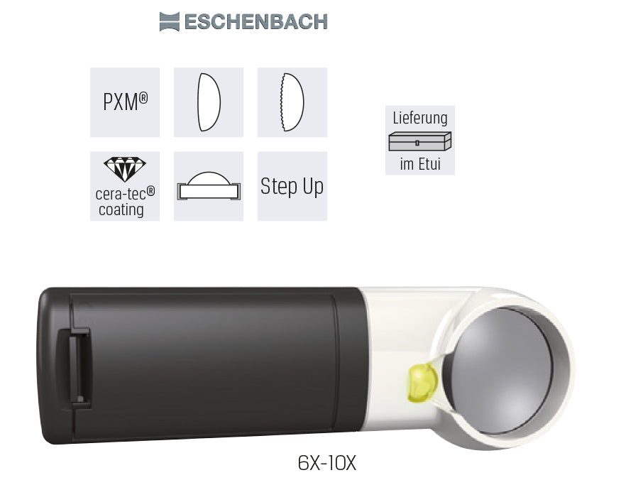 Taschenleuchtlupe mobilux LEDDrm,: 58 mm, 6-fach,ESCHENBACH