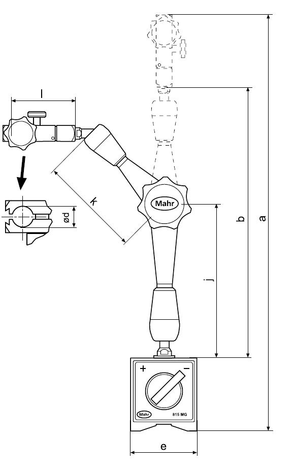 MAHR 4420386 MarStand 815 MF Mérőállvány mágnestalppal, finomállítással, extra stabil kivitel