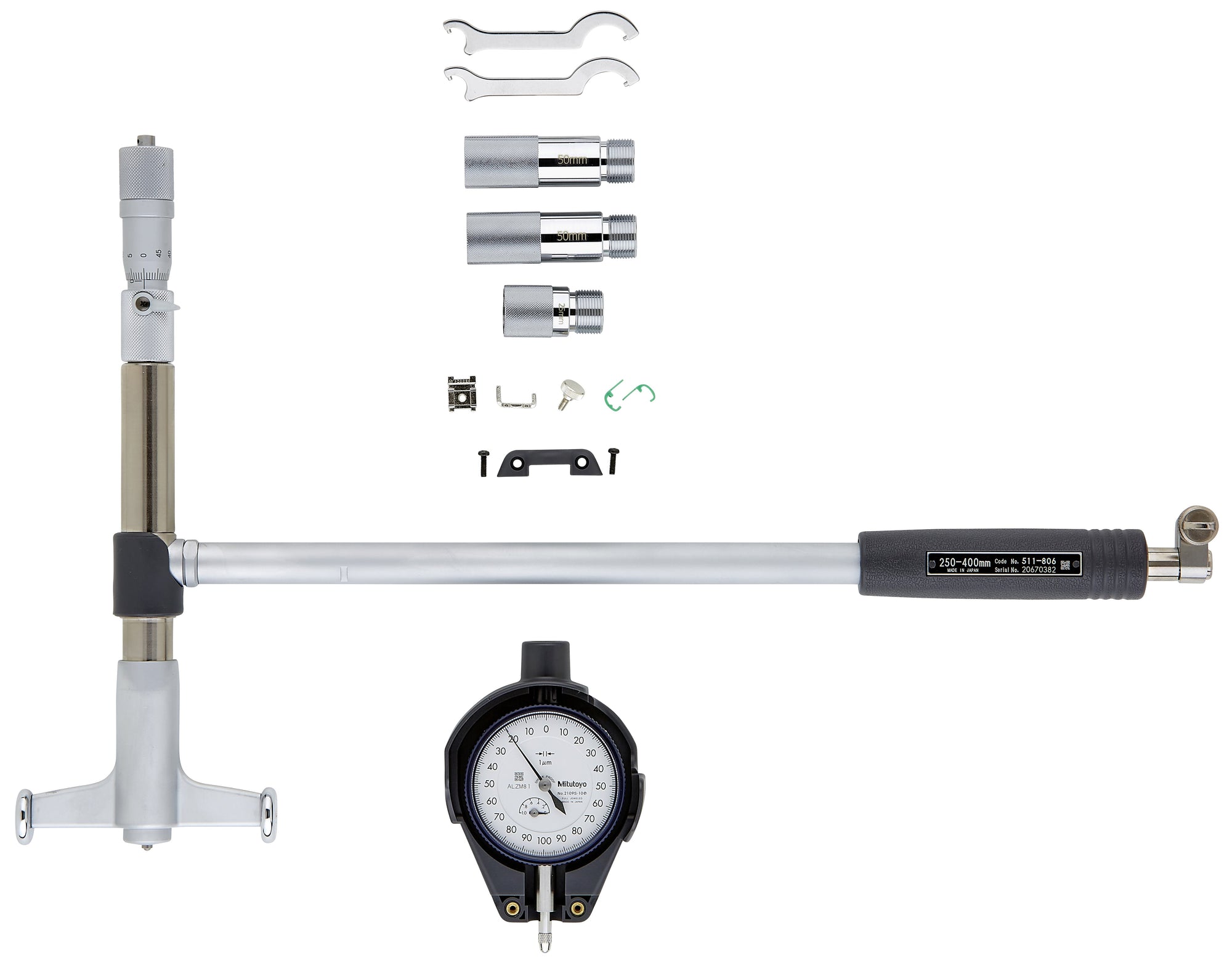 MITUTOYO 511-826 2-Point Inside Measuring Instrument Microm. Head Type, 250-400mm, 0,001mm