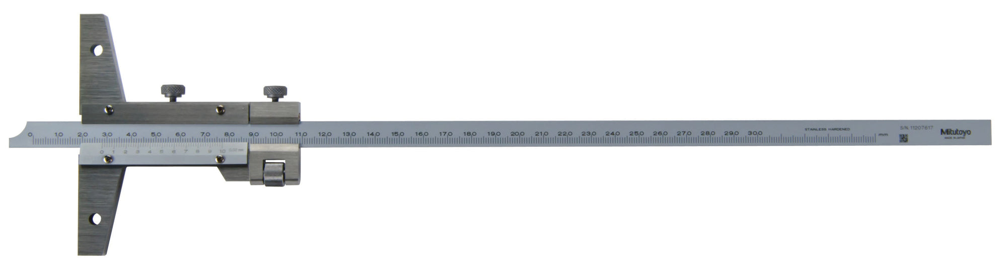 MITUTOYO 527-103 Vernier Depth Gauge 0-300mm, 0,02mm, Fine adjustment