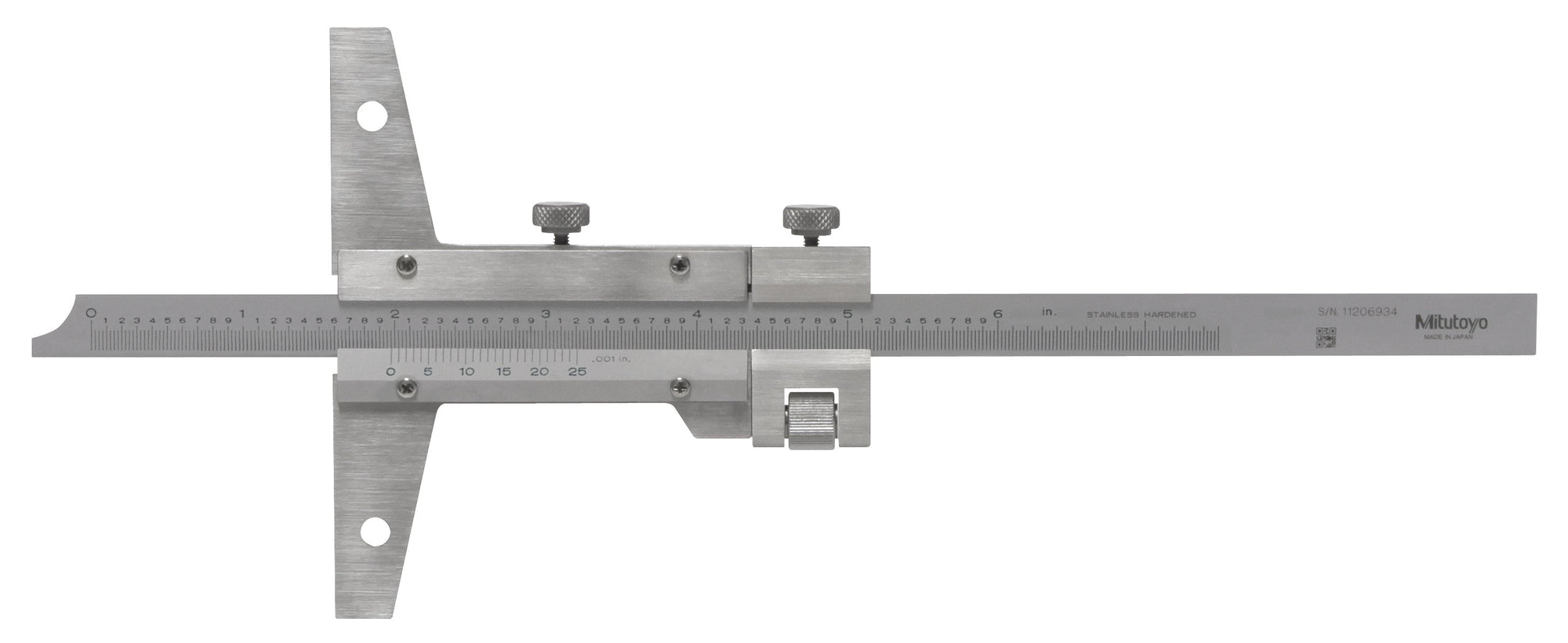 MITUTOYO 527-111 Vernier Depth Gauge 0-6", With Fine adjustment