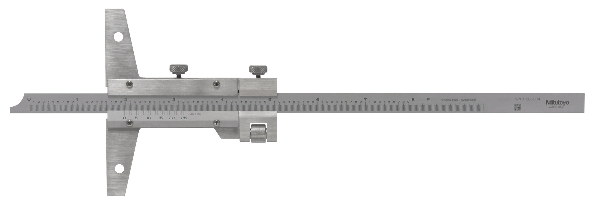 MITUTOYO 527-112 Vernier Depth Gauge 0-8", With Fine adjustment