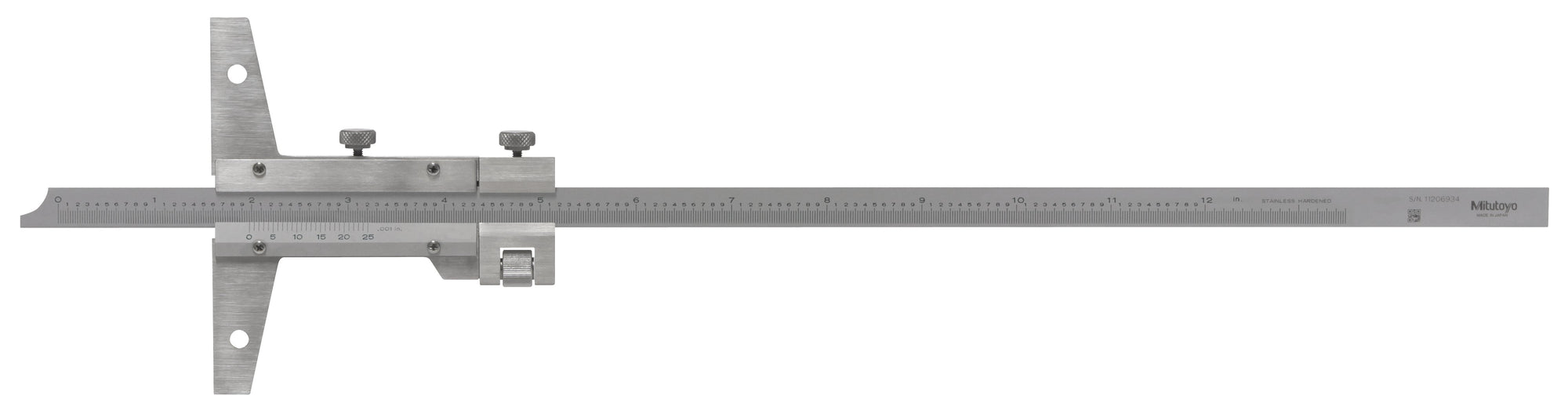 MITUTOYO 527-113 Vernier Depth Gauge 0-12", With Fine adjustment