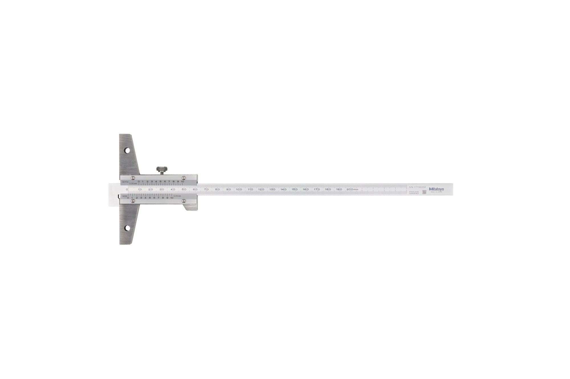 MITUTOYO 527-402 Vernier Depth Gauge Hook Type 0-200mm, 0,05mm