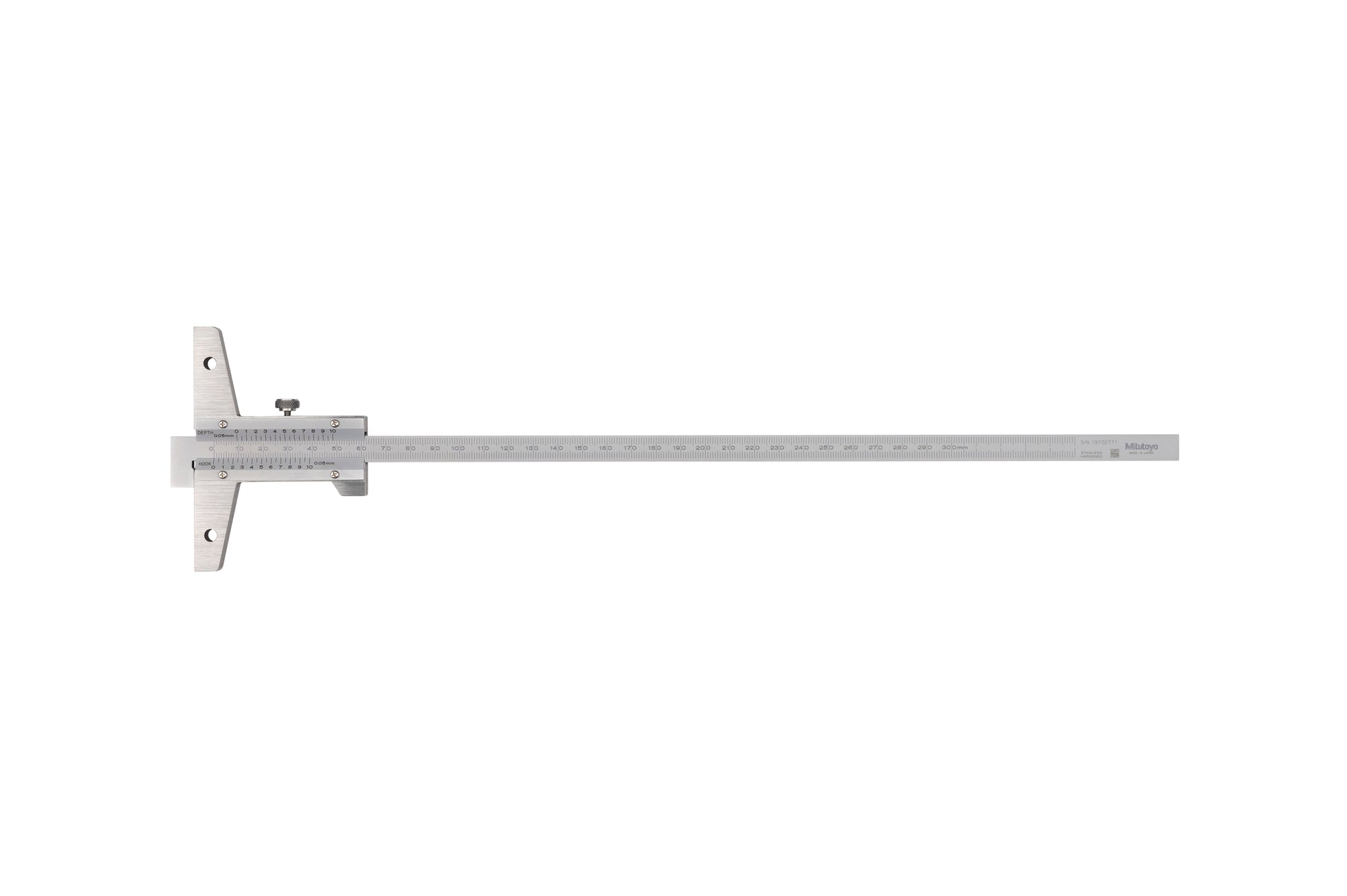 MITUTOYO 527-403 Vernier Depth Gauge Hook Type 0-300mm, 0,05mm