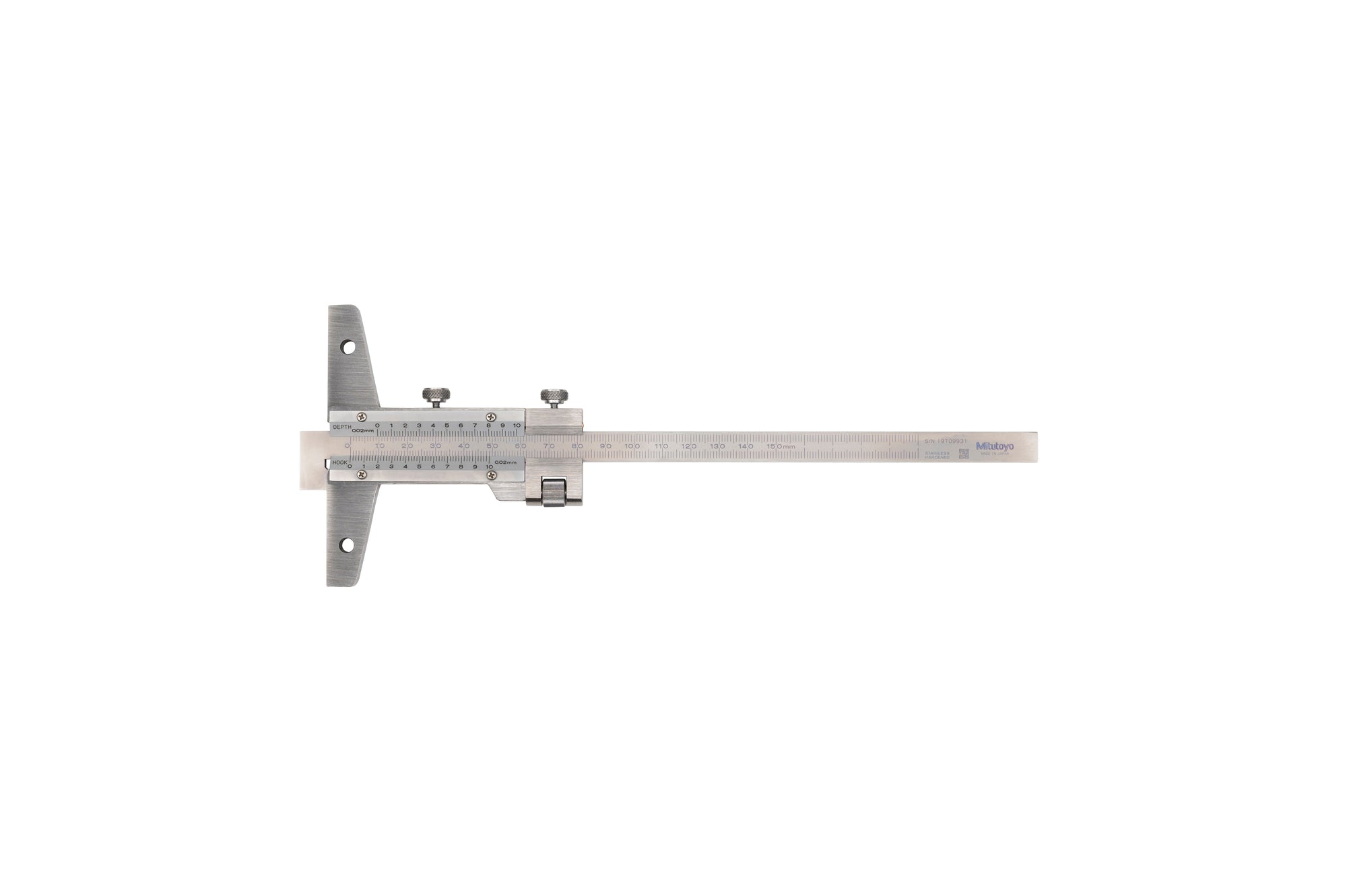 MITUTOYO 527-411 Vernier Depth Gauge Hook Type 0-150mm, 0,02mm, Fine adjustment