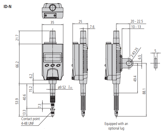Mitutoyo -  543-571 Digital Indicator ID-N, IP66, ANSI/AGD Inch/Metric, 0,5", 0,0005"