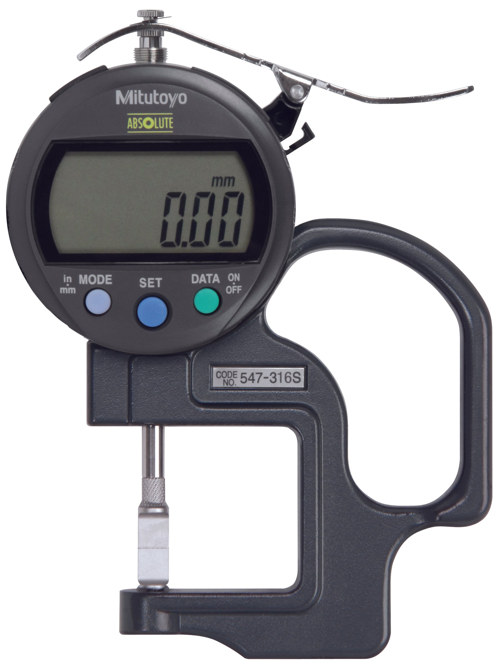 MITUTOYO 547-316S ABS Digital Thickness Gauge Inch/Metric, 0-0,4", 0,0005", Groove Depth