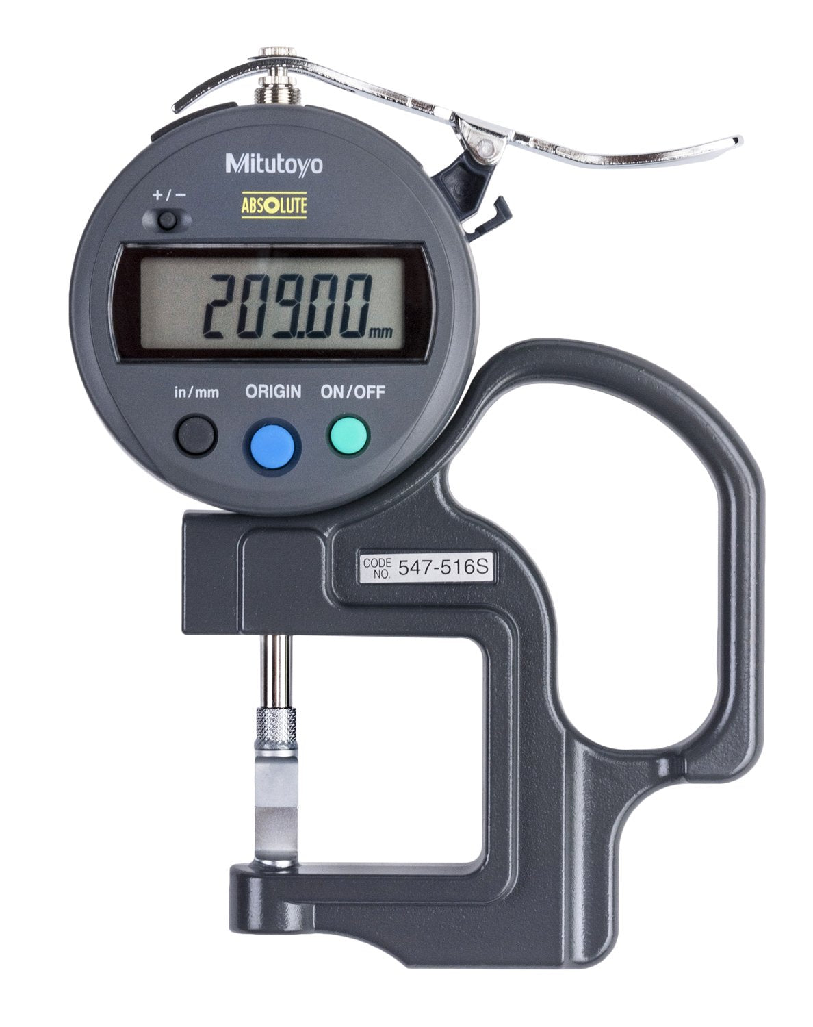 MITUTOYO 547-516S ABS Digital Thickness Gauge with ID-S Inch/Metric, 0-0,47", 0,0005", Groove Depth