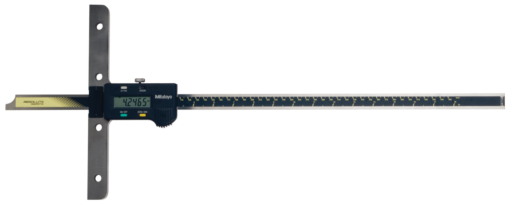 MITUTOYO 571-214-10 Digital ABS Depth Gauge, Inch/Metric 0-18"/0-450mm