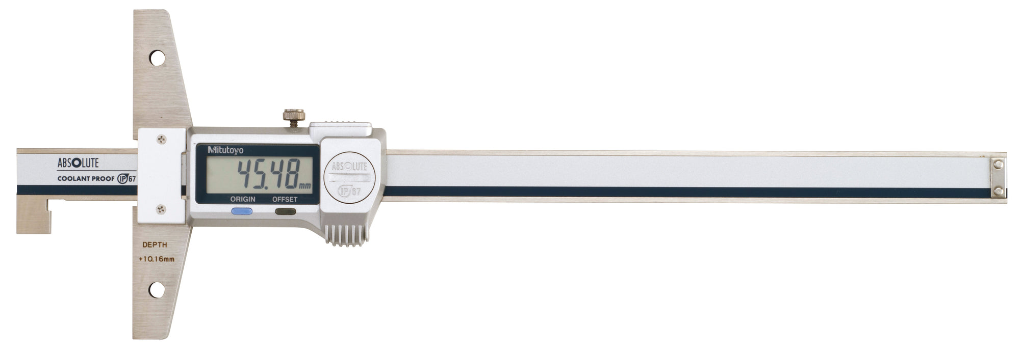 MITUTOYO 571-255-20 Digital ABS Depth Gauge IP67, Hook Type 0-200mm,