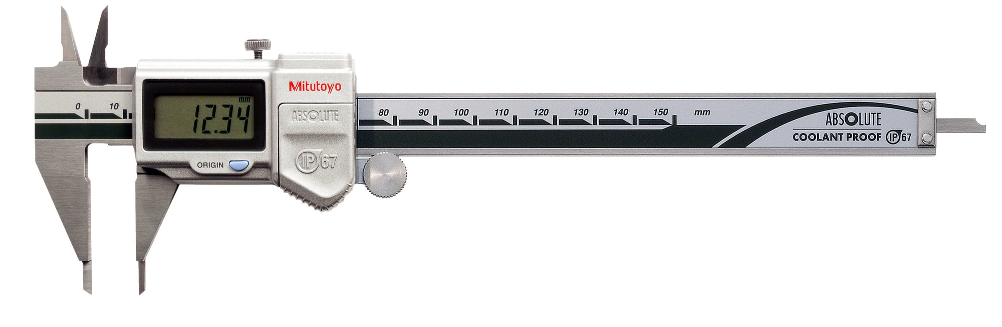 MITUTOYO 573-625 Digital ABS Point Caliper (Point Type) 0-150mm, IP67, Thumb Roller