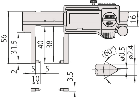 Mitutoyo - Digital ABS Neck Point Jaw Caliper