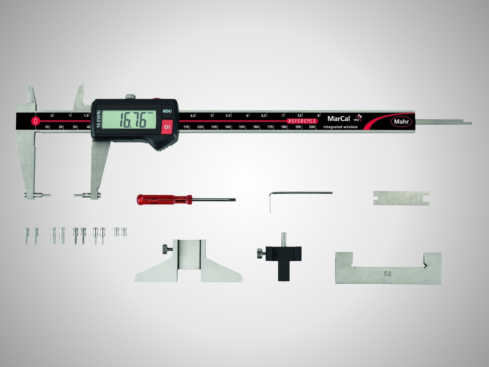Mahr 16 EWRi-V dig. tolómérő 200 mm, tartozékokkal